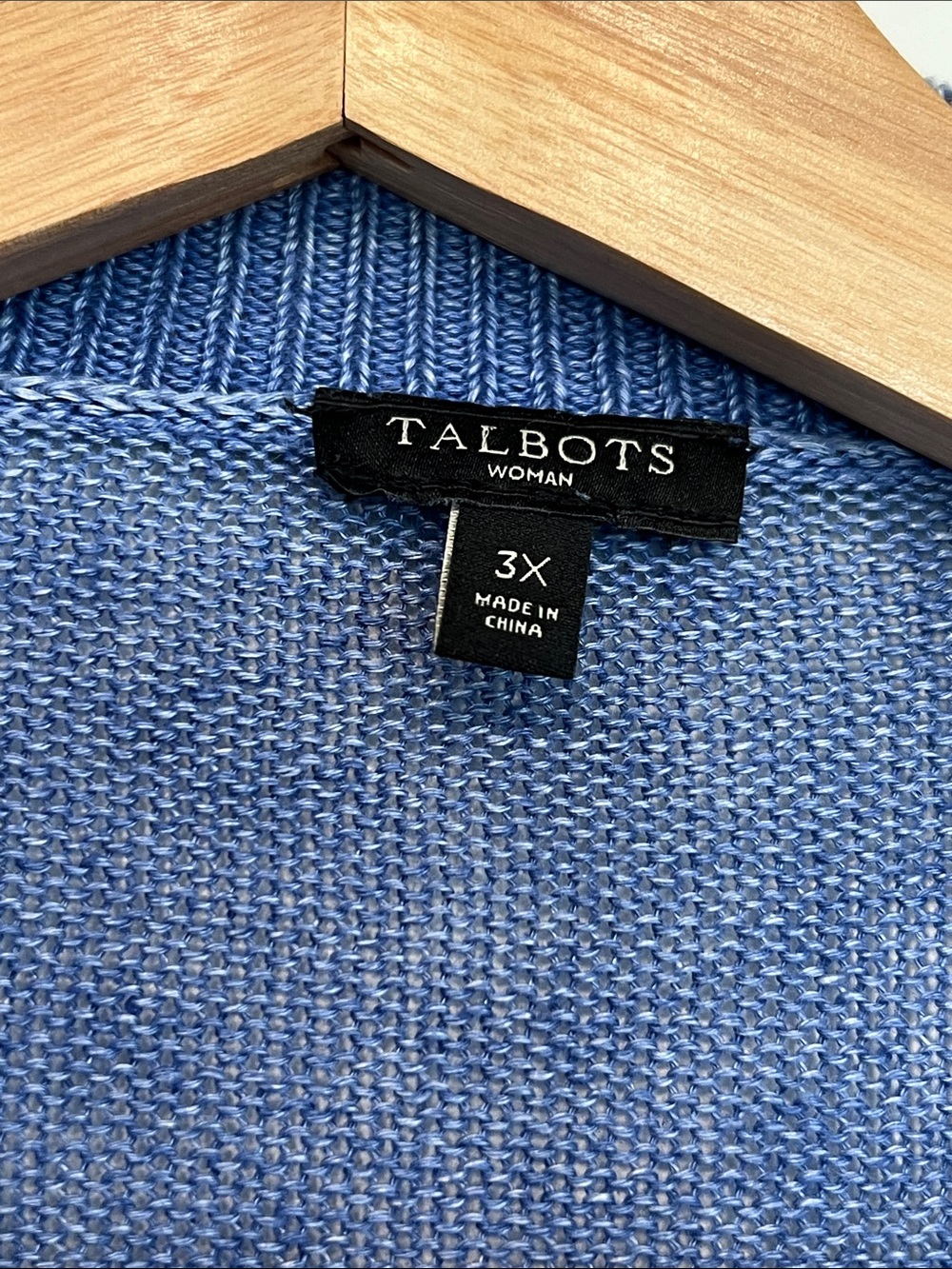 Talbots Linen Open Cardigan in Blue Size 3X - Picture 2 of 6